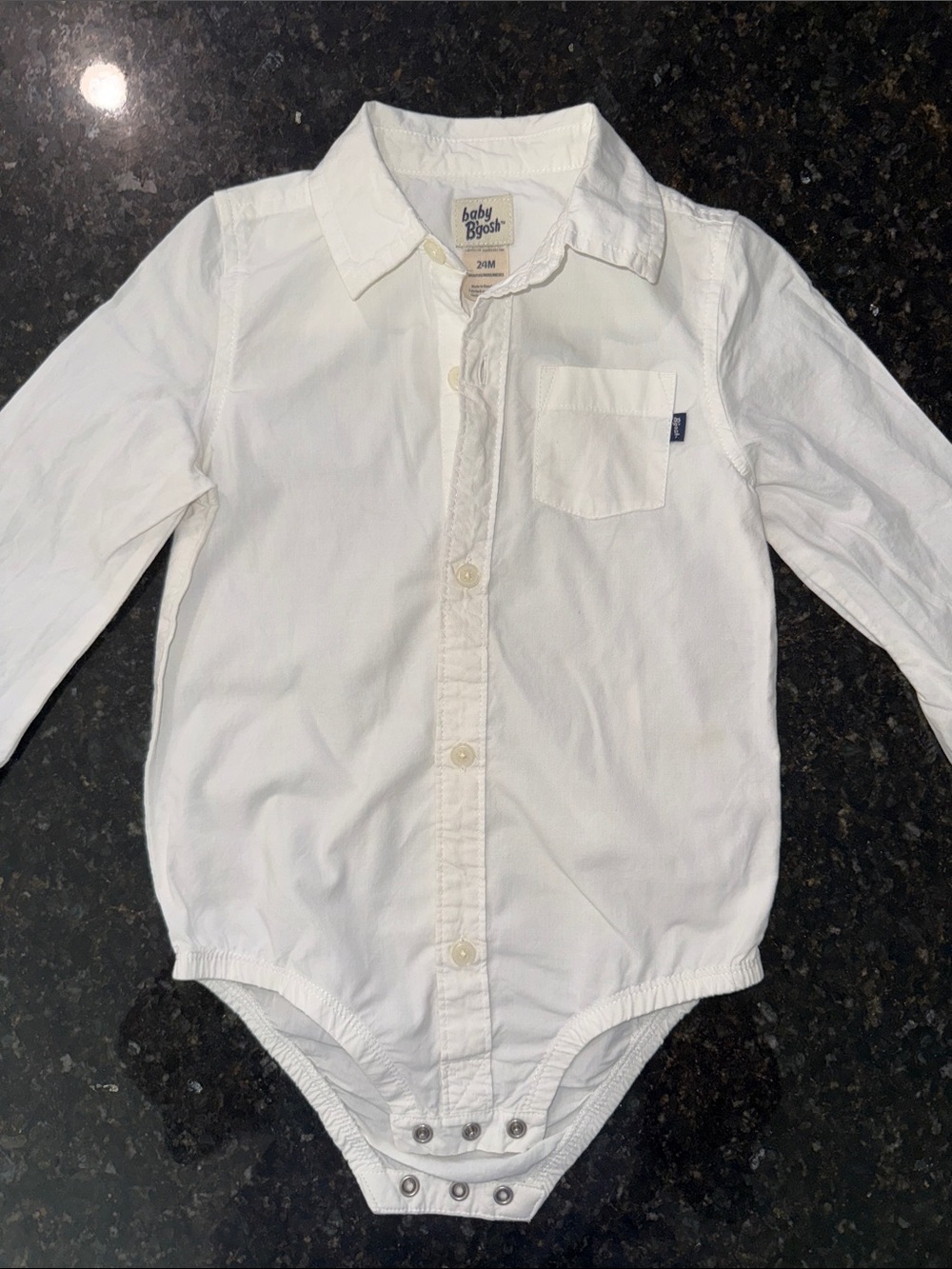OshKosh B'gosh White Long-Sleeve Button Bodysuit Shirt